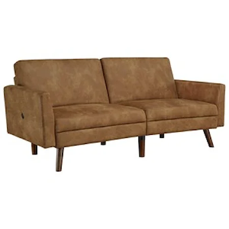 Contemporary Flip Flop Sofa in Caramel Faux Leather
